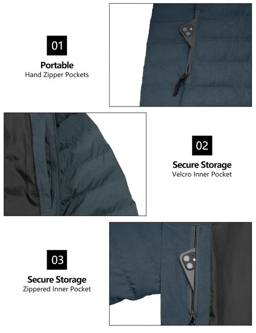 Little Donkey Andy Men's Down Jacket Windproof Warm Insulated Coat for Ski Snowboard Outdoor Dark Blue Heather XL