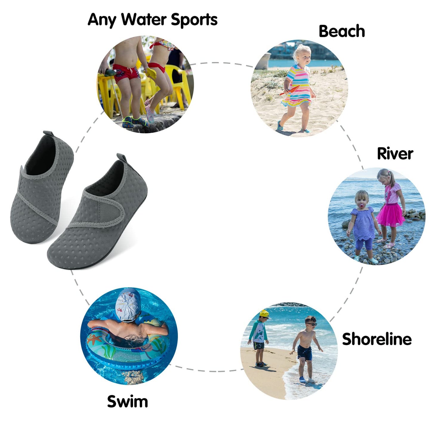 Kids Water Shoes Girls Boys Breathable Quick Dry Barefoot Aqua Sock Shoes for Swim Pool Beach Outdoor Water Sports 12.5-13 Little Kid