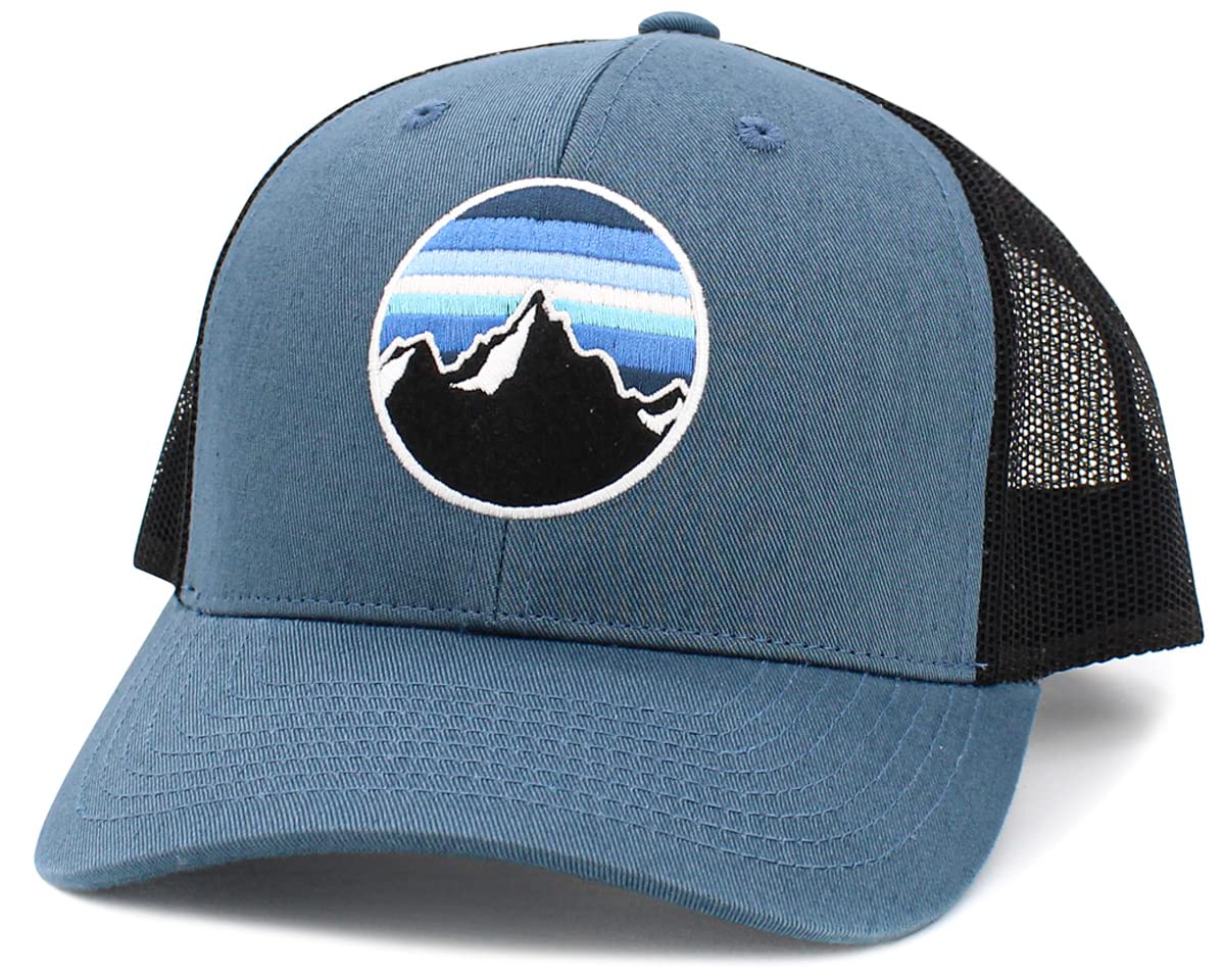 KBVT-244 BLK-DGY Men's Women's Explore The Outdoors Mountains Scenery Unisex Trucker Baseball Cap