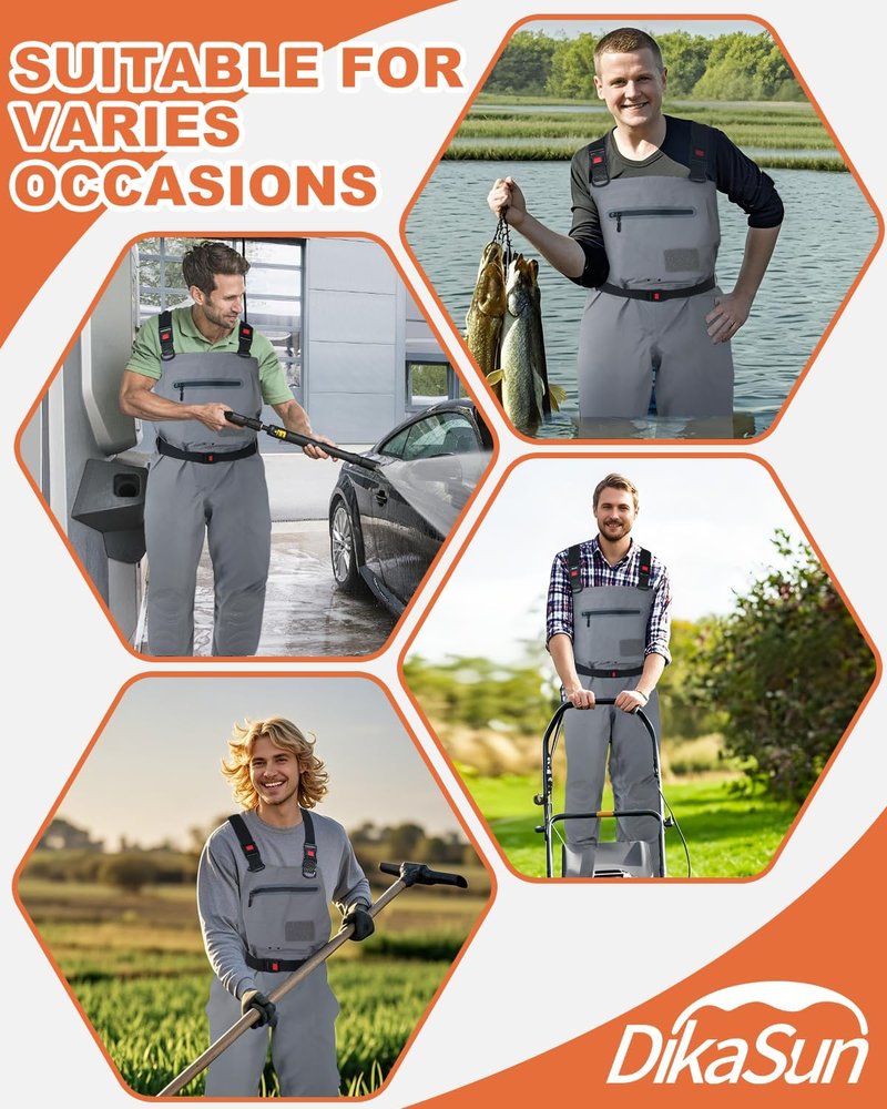 Waterproof Chest Waders for Men & Women - Breathable Lightweight Stocking Foot Design for Fly Fishing
