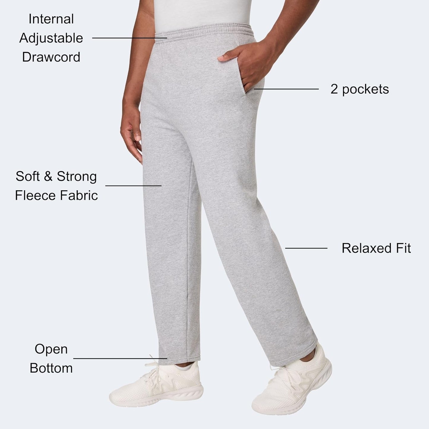 Hanes Men's EcoSmart Sweatpants - Comfortable Athletic Lounge Pants with Pockets | Open Hem Fleece Design