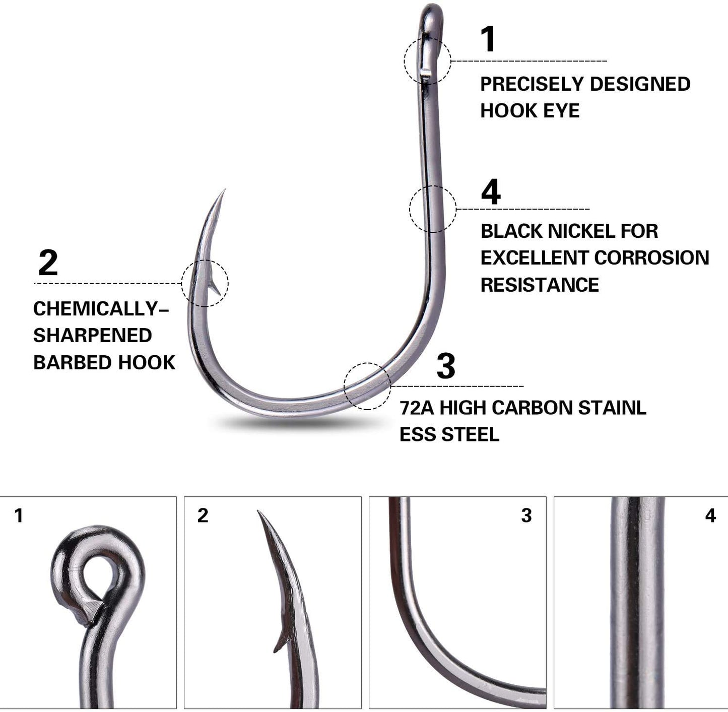 Goture Jig Hooks Set Kit with Fishing Tackle Box Fish Head Hooks (Fish Hook 500pcs（#6-#15）)