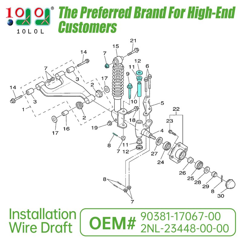 10L0L King Pin Spindle Knuckle Bushing Repair Kit for Yamaha G22-G29 & Drive 2 Golf Carts | OEM Replacement 90381-17067-00, 2NL-23448-00-00