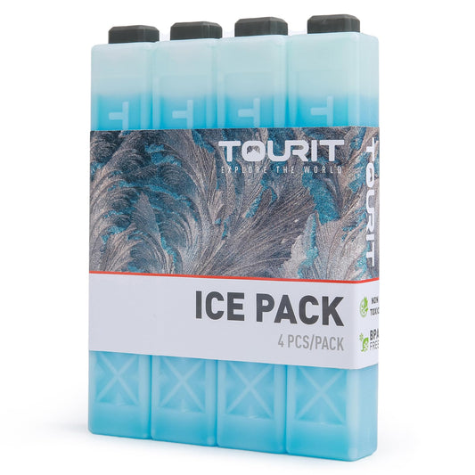 TOURIT Ice Packs for Coolers Reusable Long Lasting Freezer Packs for Lunch Bags/Boxes, Cooler Backpack, Camping, Beach, Picnics, Fishing and More (Set of 4, Blue)