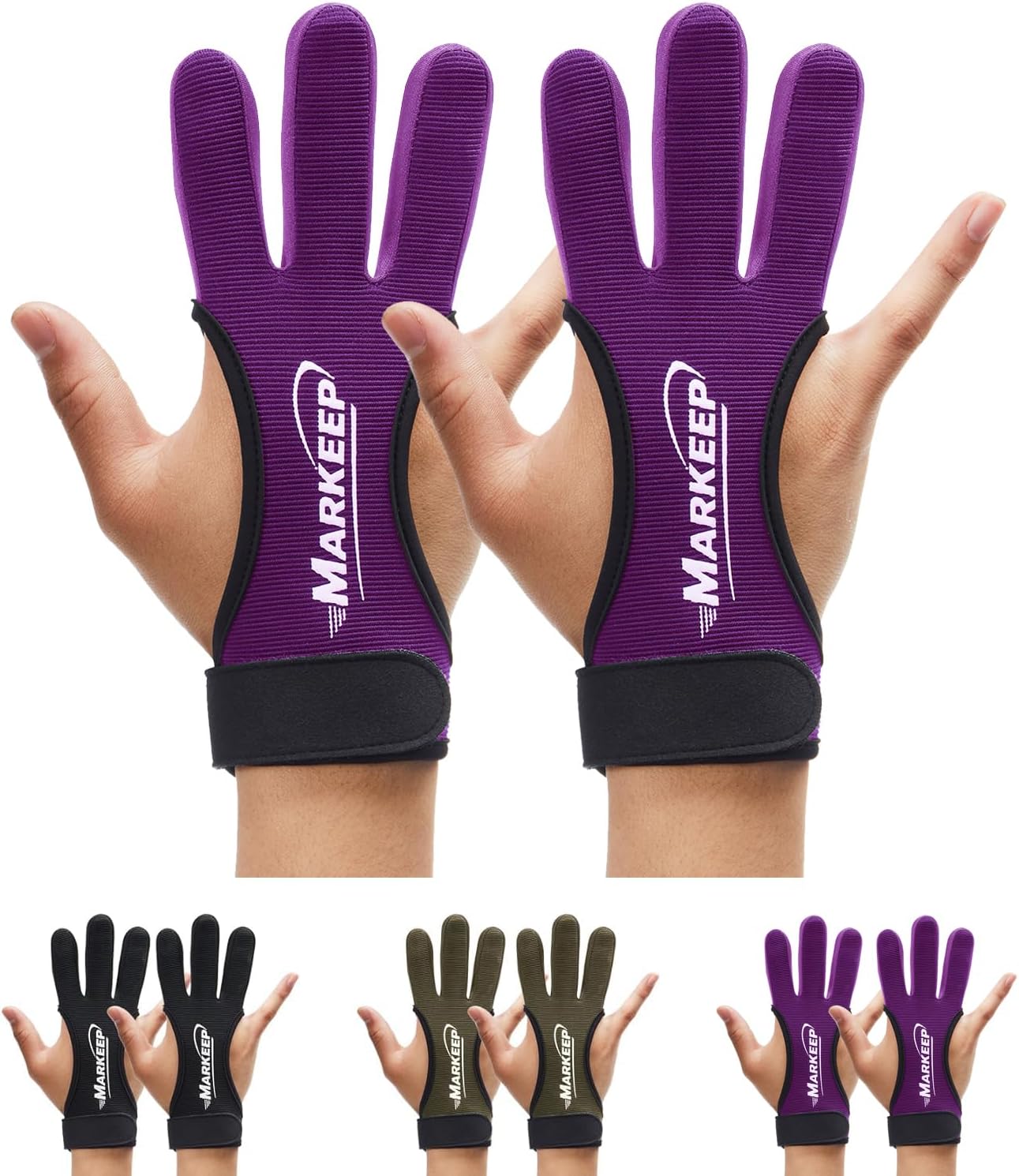 Archery Gloves - 3-Finger Leather Shooting Guard for Youth & Adults | 2 Pack Protective Gear