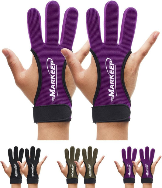 Archery Gloves - 3-Finger Leather Shooting Guard for Youth & Adults | 2 Pack Protective Gear