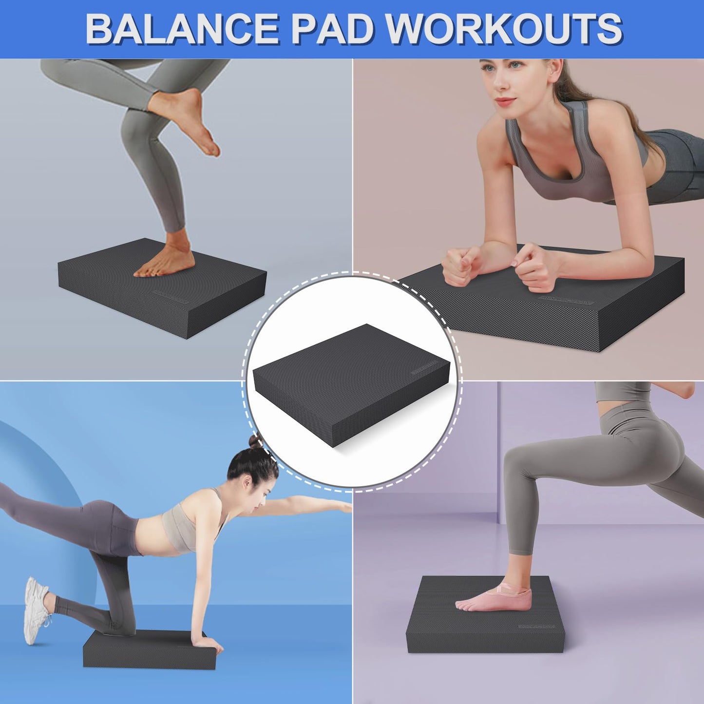 ANVICTOX Balance Pad 19.8 * 15.7 * 2.4",XL Balance Pad for Physical Therapy,Extra Large Foam Balance Board Stability Pad for Rehabilitation Core Training Stretching Mobility (Black-XL(19.8*15.7*2.4"))