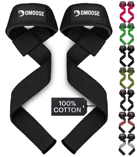 DMoose Fitness Wrist Straps for Weightlifting, Perfect for Gym Workouts, Deadlifts, and Powerlifting, Padded Lifting Straps Gym for Men & Women, Durable & Comfortable Deadlift Strap with Silicone Grip