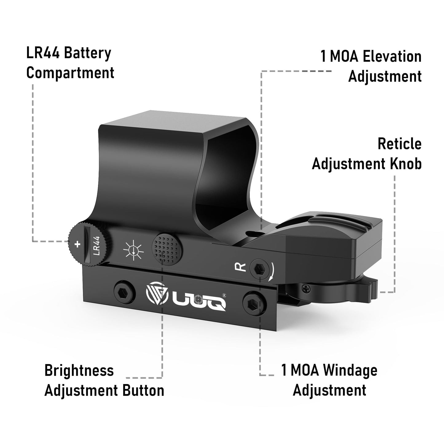 UUQ Red Dot Sight for Beginners - 1x28x40mm Reflex Sight with 4 Reticles, 800G Shockproof & Low-Light Clarity, 20mm Picatinny Rail Mount for Airsoft/Hunting/Paintball