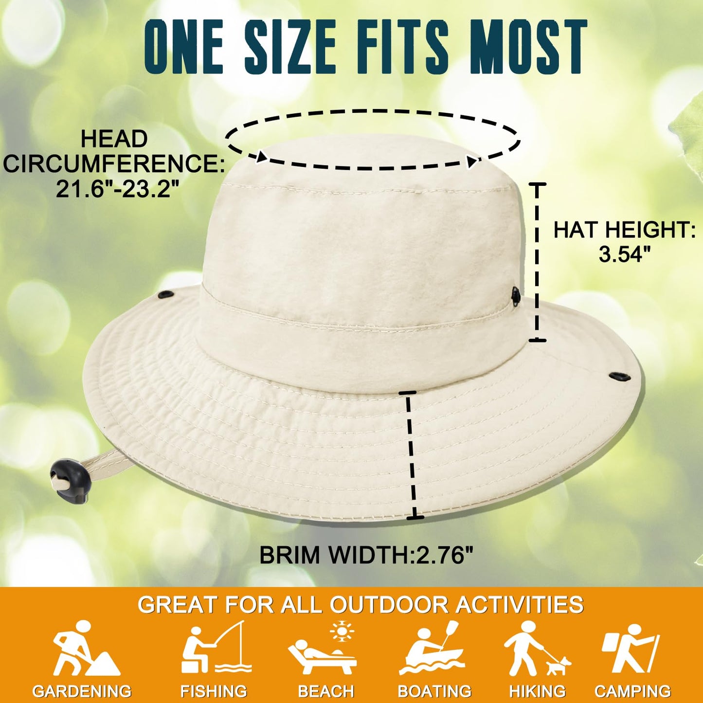 Sun Hats for Men Women Fishing Hat UPF 50+ Quick Dry Foldable Bucket Hat Adjustable Safari Hat for Beach Hiking