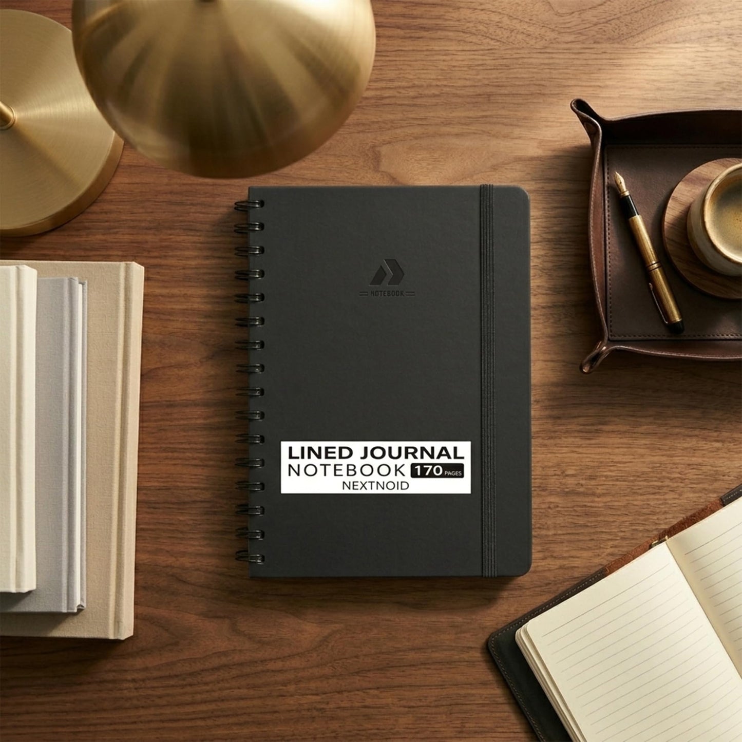 Nextnoid Lined Spiral Notebook Journal For Women & Men - A5(5.8" x 8.3") 170 Pages, Hardcover Notebooks for Work & Note Taking, College Ruled Journals for Writing - Black