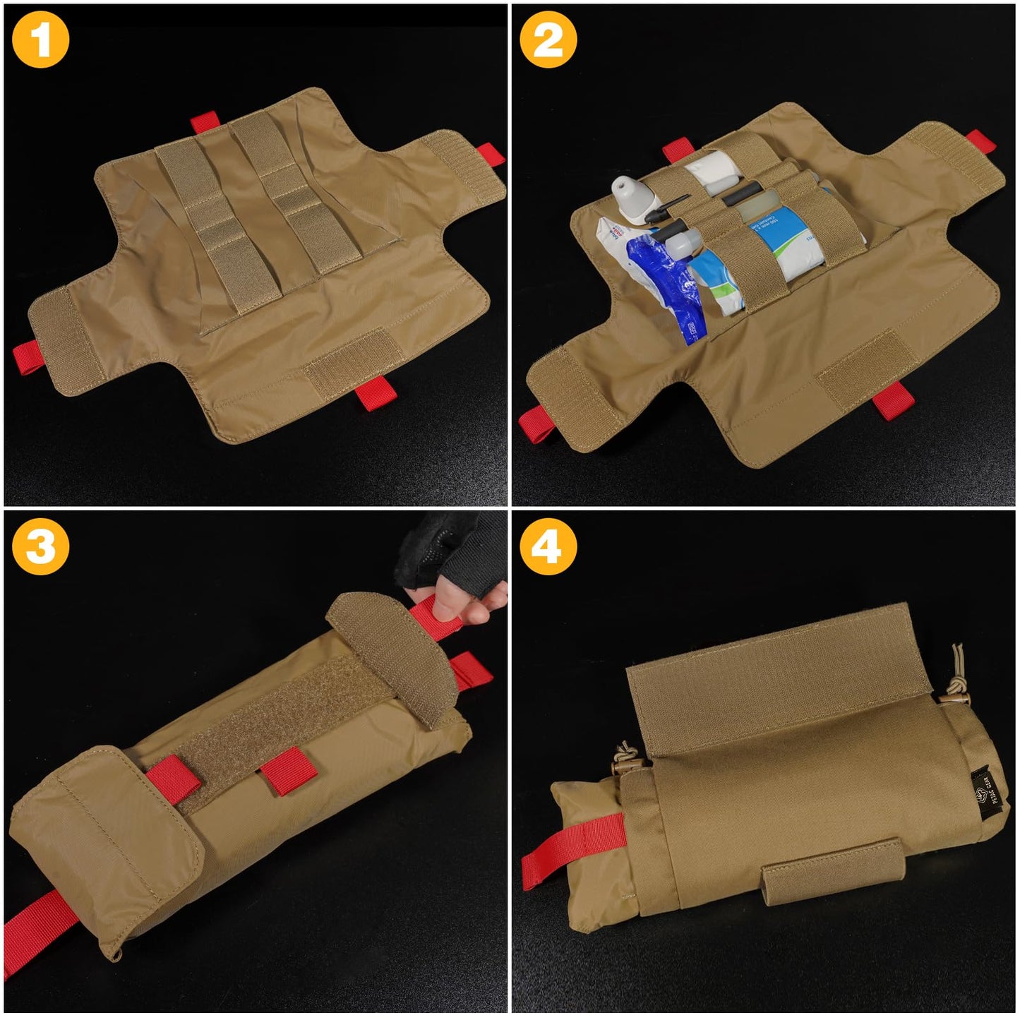 PETAC GEAR Tactical First Aid Drop Dump Pouch, Micro Medical Trauma Roll Up Drop Pouch EMT IFAK Sub Abdominal Carrying Bag with Hook-N-Loop (CB)