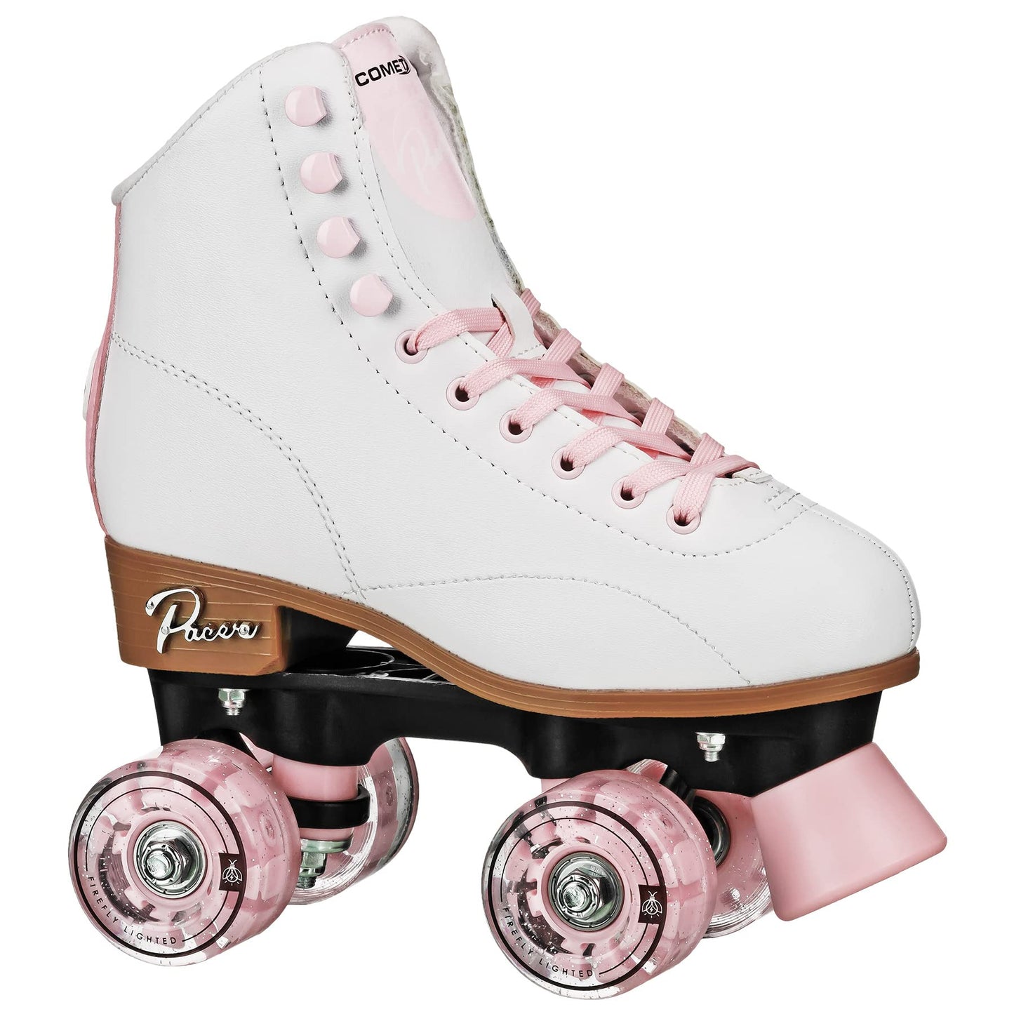 Pacer Comet Hightop Youth Skate with Light Up Wheels White/Pink Size Kids 13J