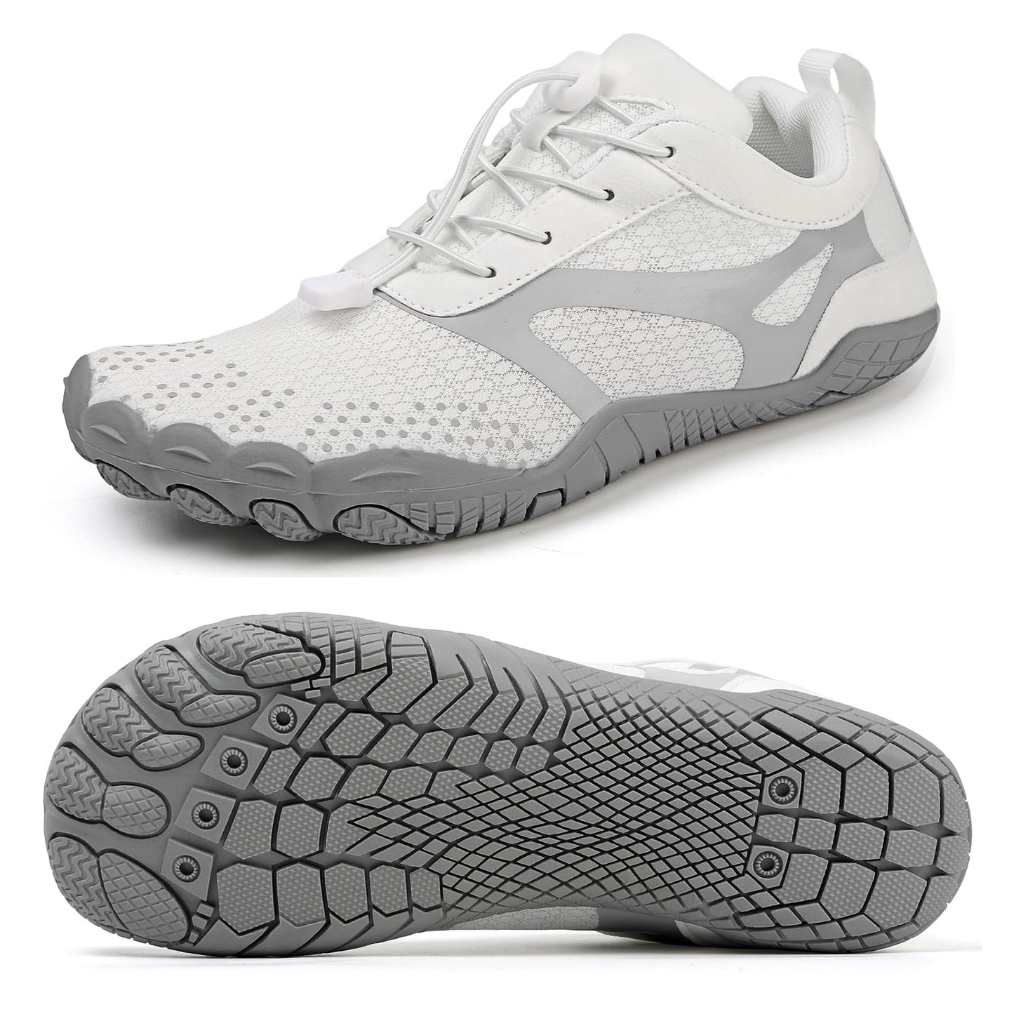 todaysunny Barefoot Shoes Mens Womens Minimalist Cross Training Shoes with Wide Toe Box Athletic Zero Drop Trail Walking Hiking Running Sneakers White