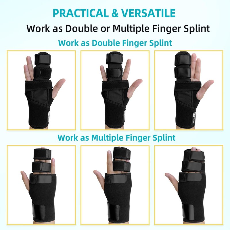 DR. GINTOP Trigger Finger Splint with Detachable Metal Splint Support for Middle/Index/Ring/Pinky Finger, Finger Brace with Hand Splint relief for Metacarpal Fractures, Arthritis, Contractures - Left