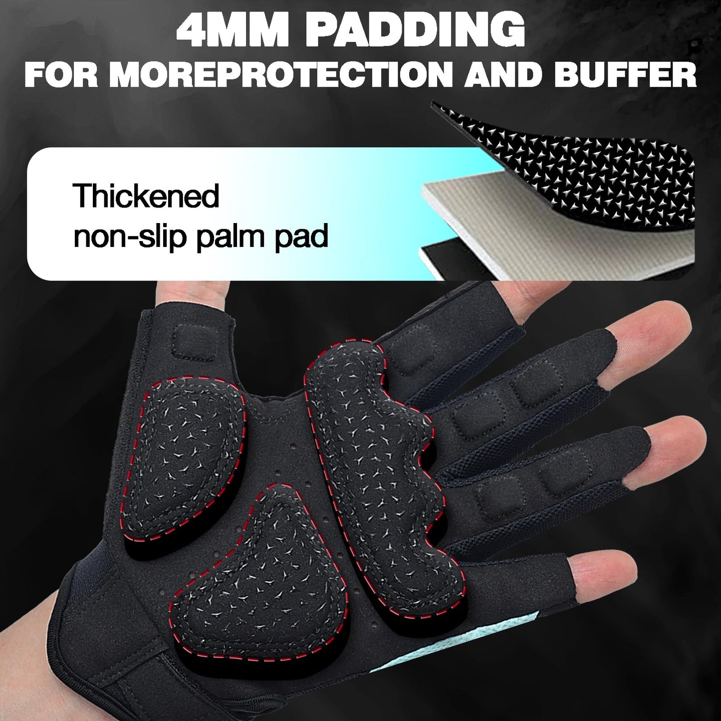 Seektop Breathable Workout Gloves Women & Men: Thick Padded Gym Gloves