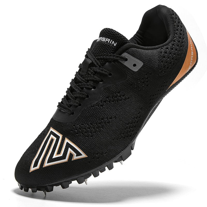 Medasain Track and Field Shoes for Men Women Kids Boys Girls Youth Spikes Professional Athletic Sprint Running Racing Shoes Black