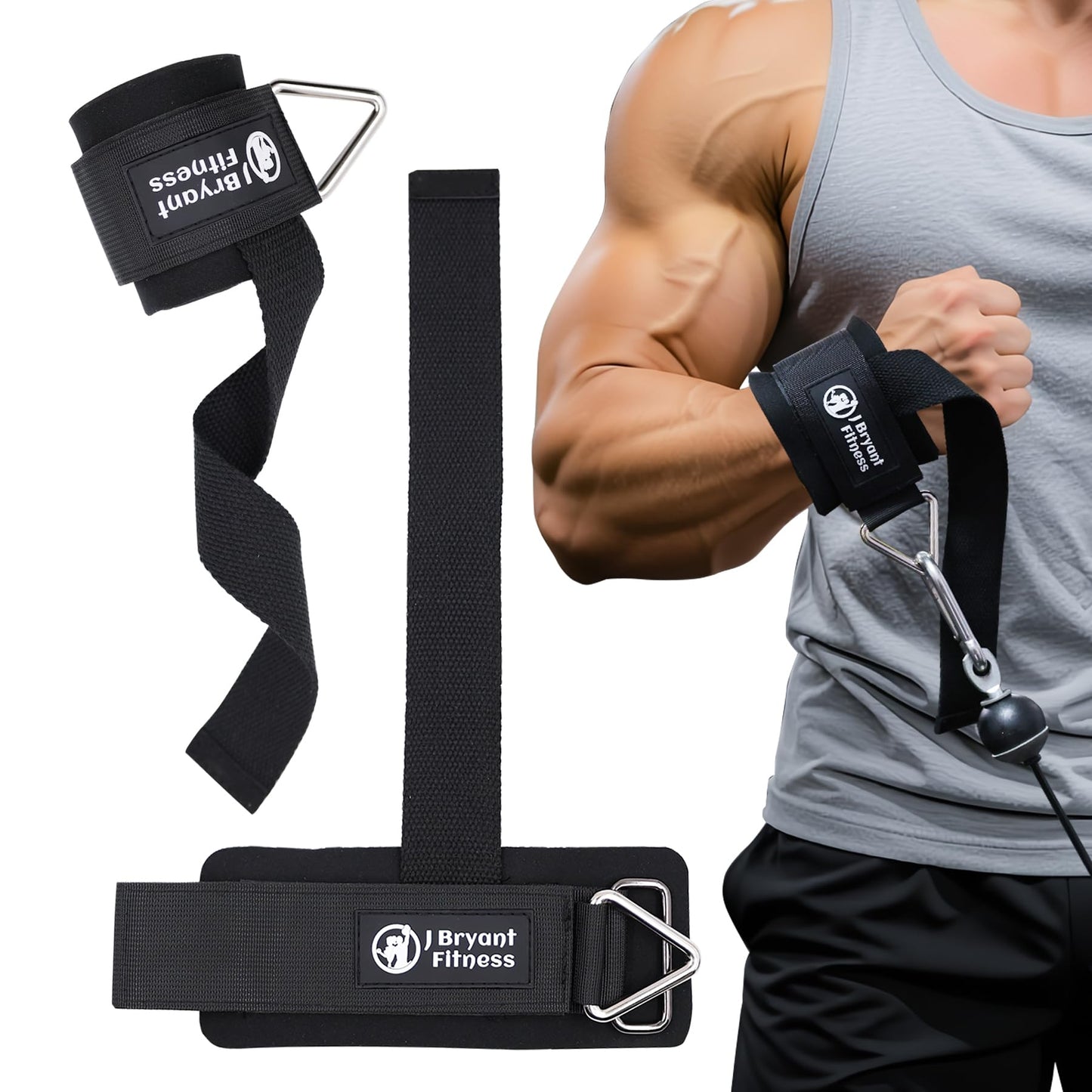 Adjustable Wrist Cuffs Weightlifting Straps with Ring,Premium Padded Straps for Cable Machine Workout, Strength Training for Weightlifting & Deadlifting