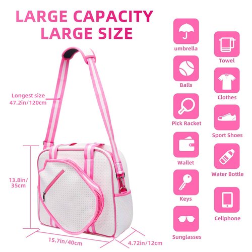 lapinchen Pickleball Bags for Women with Hook, Luxury Bags for Women Cute Pickleball Paddle Bag, Pickleball Backpack Man Gifts for Pickleball Lovers (Pink)