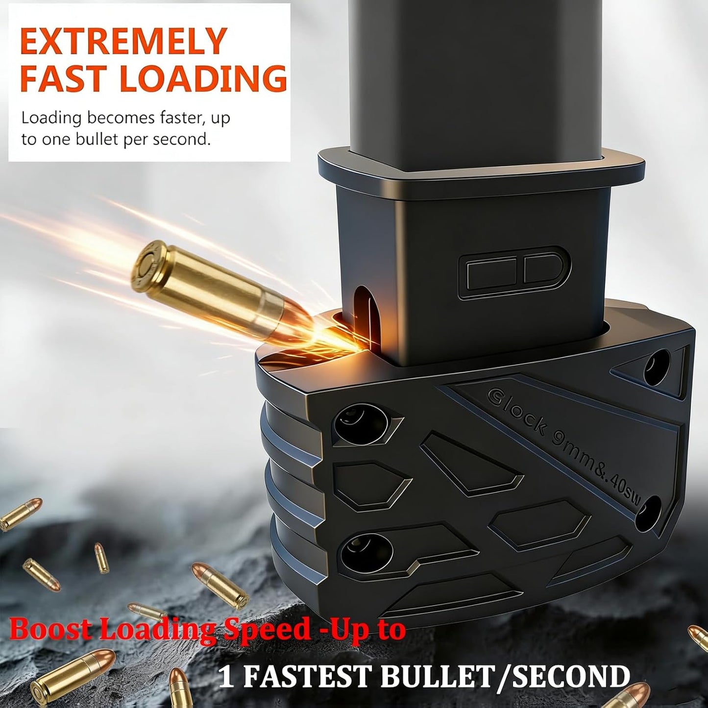 GLOCK Magazine Loader - 9mm/.40 S&W Compatible - Portable Black Design for GLOCK 17, 18, 19, 22, 23, 24, 26, 27, 34, 35, 45, 47