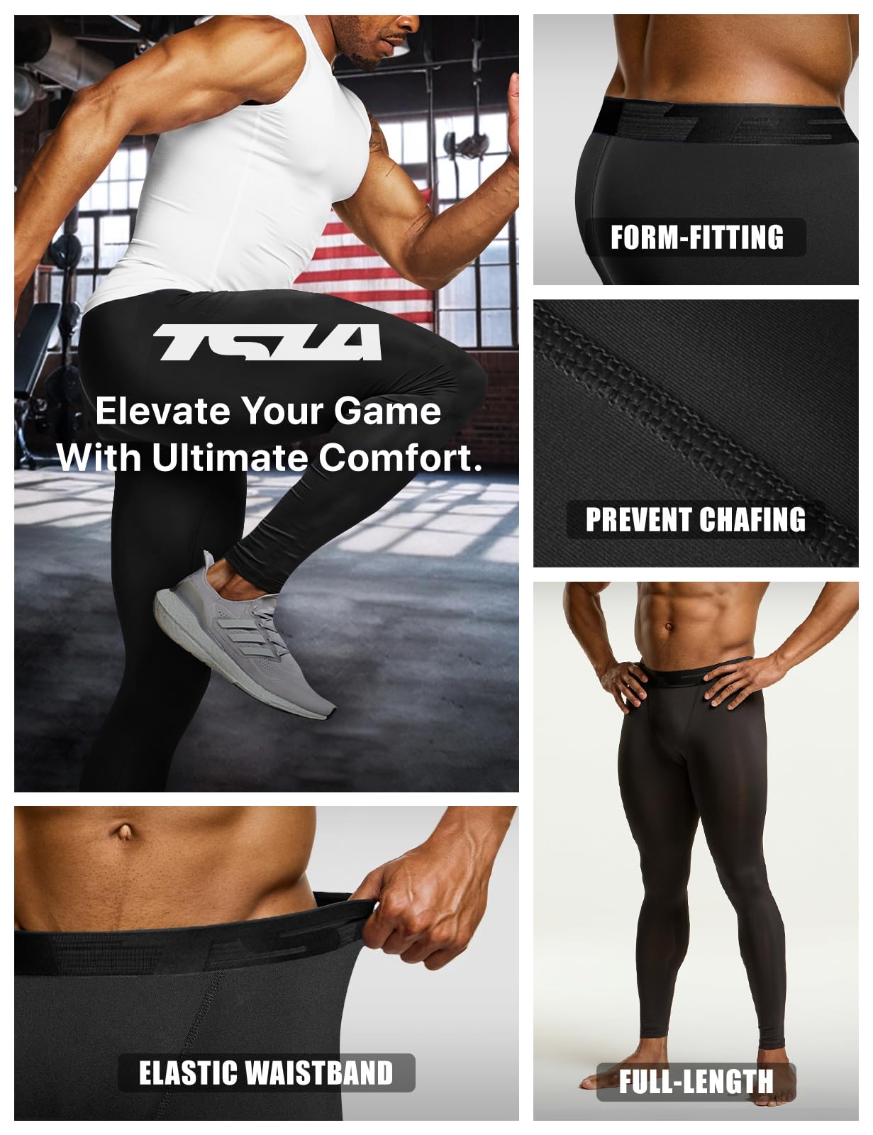 TSLA Men's Compression Pants - Cool Dry Athletic Sports Workout Running Tights Leggings Baselayer, 3pack Cool Dry Dim Black/Charcoal/White, Medium