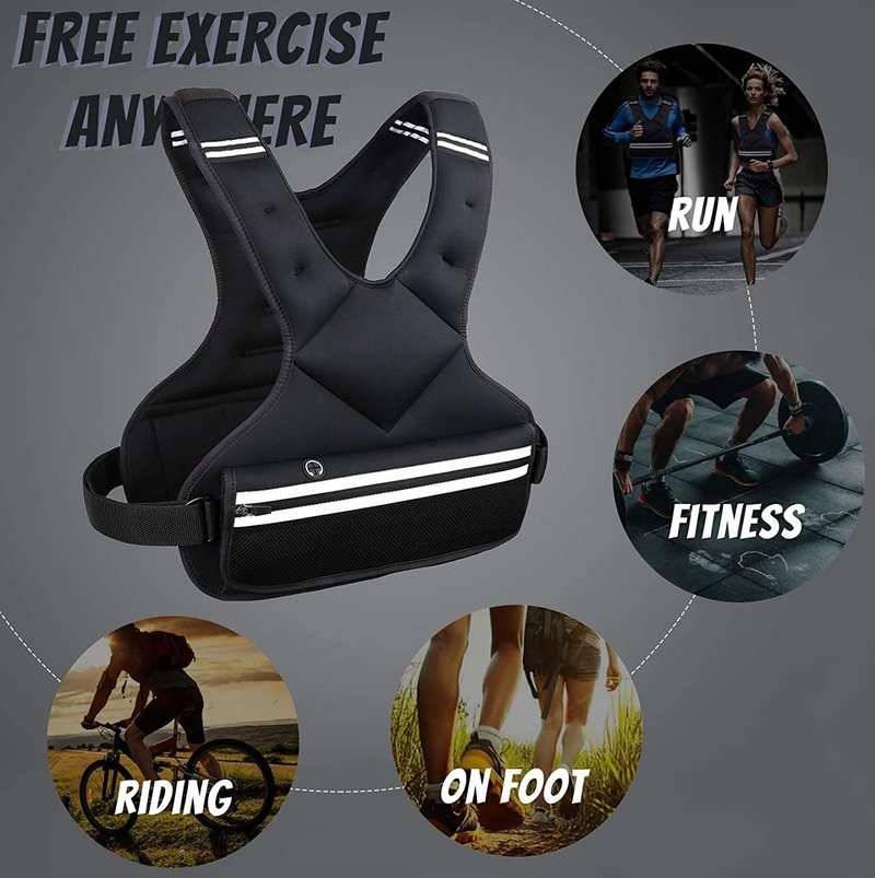 JoyPlus Adjustable Weight Vest, Strength Training Running Vest，Workout Equipment, Sport Exercise, Fitness, Weight Loss for Men, Velcro