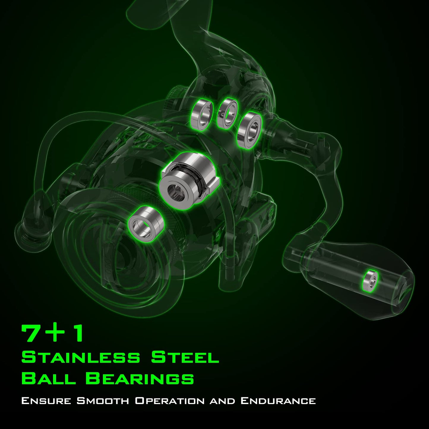 KastKing Zephyr Spinning Reel Green Size 2000,Light to 5.6oz, 7+1BB Smooth Powerful Fishing Reel, Fresh&Saltwater Fishing Reel, Oversized Stainless Steel Main Shaft