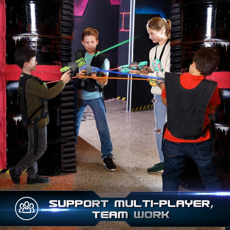 Rechargeable Laser Tag Set - Upgrade Laser Tag Guns with Vests & LED Digital Display | Multi-Player Game for Ages 8+