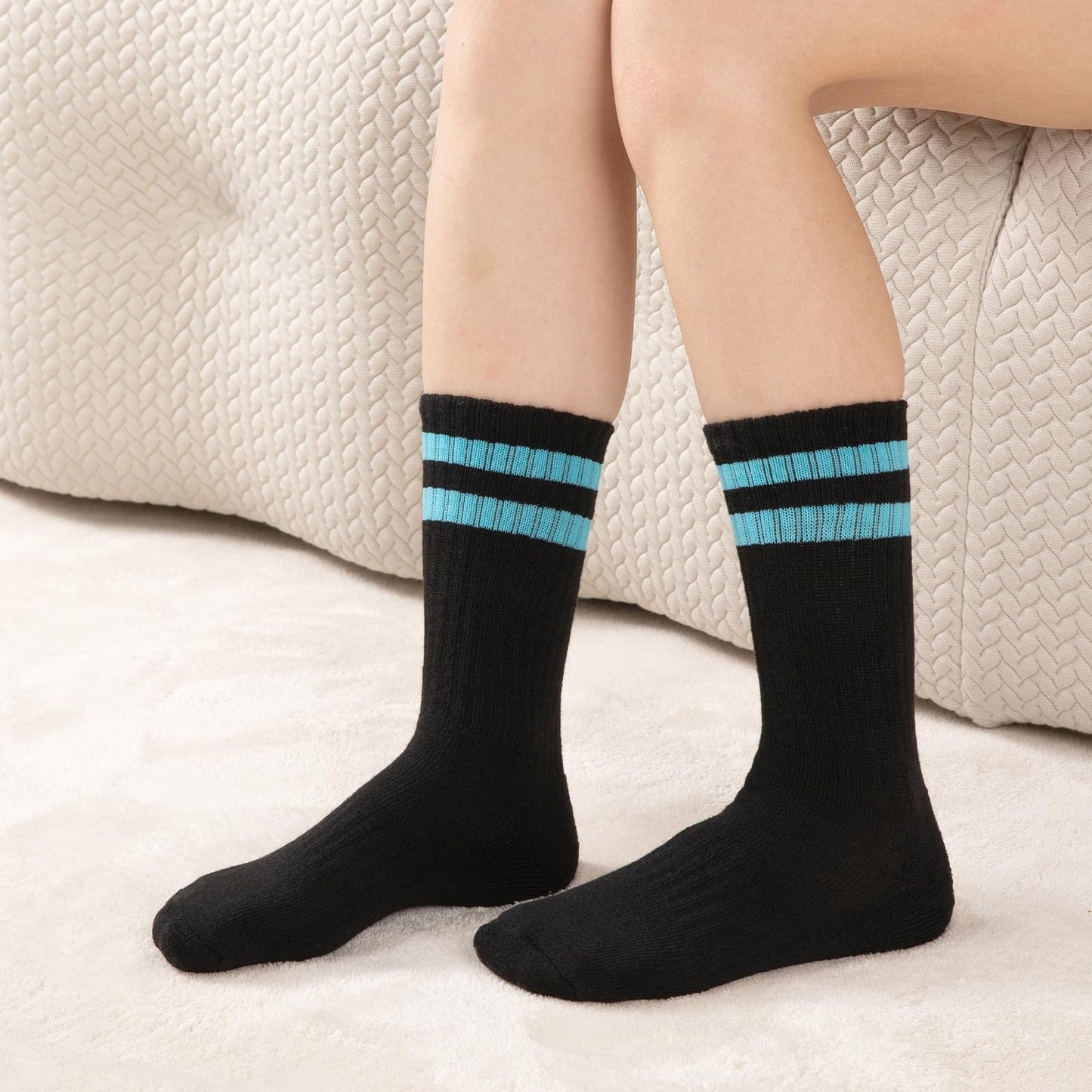 Comfoex 10 Pairs Boys Crew Socks Sports Athletic Long Calf Socks For Kids 4-10 Years Old With Cushioned Sole