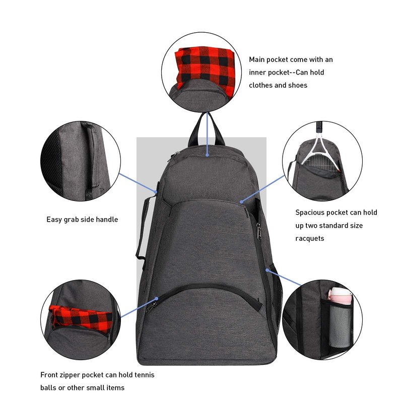 Tennis Bag Tennis Backpack - Tennis Bags for Women and Men to Hold 1 or 2 Tennis Rackets/Racquets, Multifunctional Sports Bag