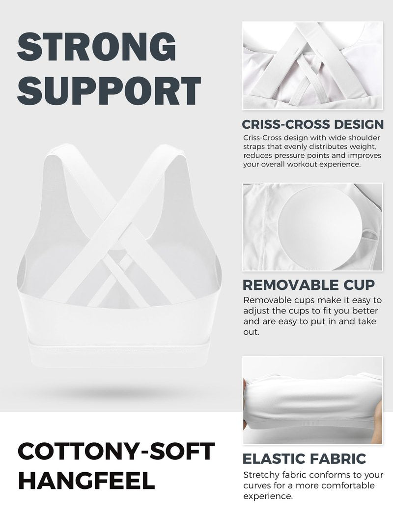 Sports Bras for Women High Support Large Bust, Outdoors High Impact Yoga Wireless Padded Bras Padded Low Back Athletic Sleep Workout Strappy Racerback Sports Bra