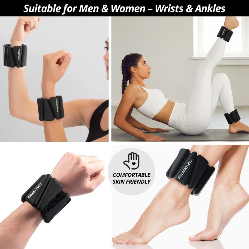 Wrist & Ankle Weights, Adjustable Bands for Women & Men Workouts, Set of 2 (1lb or 2lb each / 1kg or 2kg total). For Running, Jogging, Walking, Yoga, Dance, Pilates, Aerobics, Strength Training (Mocha, 2LB (1LB each))