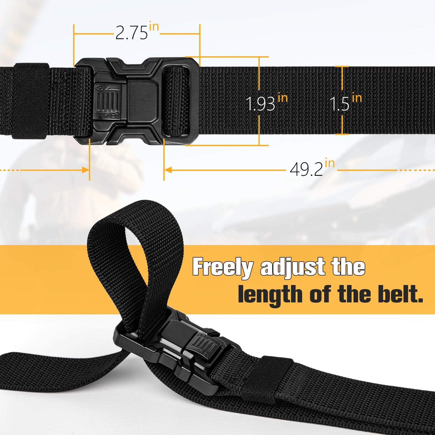 JOTOVO Tactical Belt, Quick Release Belt Buckle 1.5" Nylon Belt, Heavy Duty Seatbelt Buckle with Dual Slot Protection System, Duty Belt Special for Police and Fire Agencies