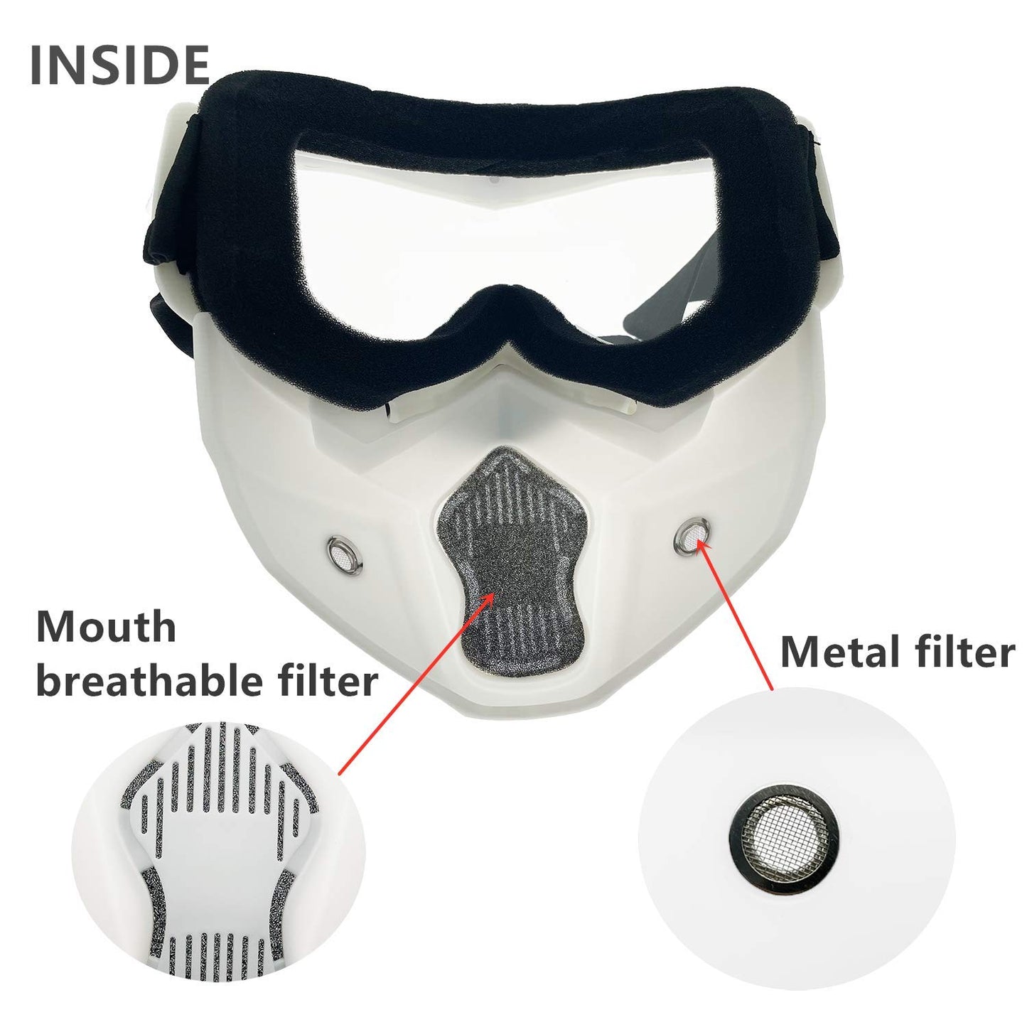 LJDJ Motorcycle Goggles with Removable Face Mask - Dirt Bike ATV Motocross Eyewear Anti-UV Adjustable MX Riding Offroad Cycling Motorbike Protective Glasses Racing Combat Tactical Military Goggles