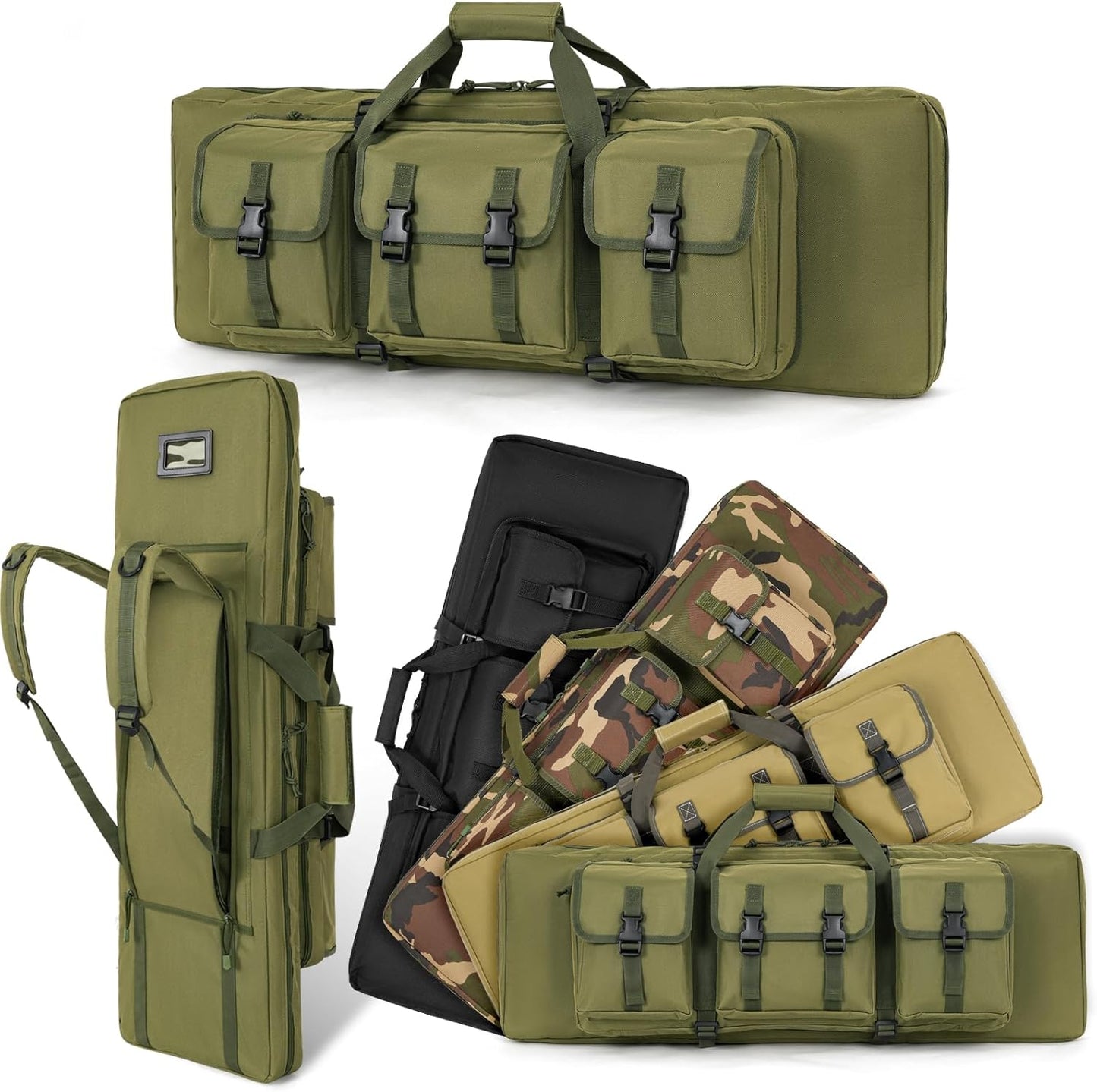 Double Rifle Case - Soft Gun Bag for Rifles & Pistols | Tactical Storage Backpack for Hunters & Shooters - 32/36/42/48/52 Inch