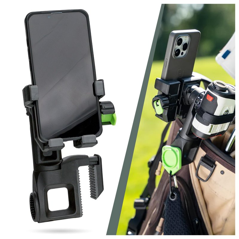 Method Golf CarryStack Golf Bag Phone Holder – Heavy Duty Magnetic Phone Mount for Most Smartphones with Magnetic Range Finder Strap- Full Rotation Open Face Design Converts Any Bag into a Tripod