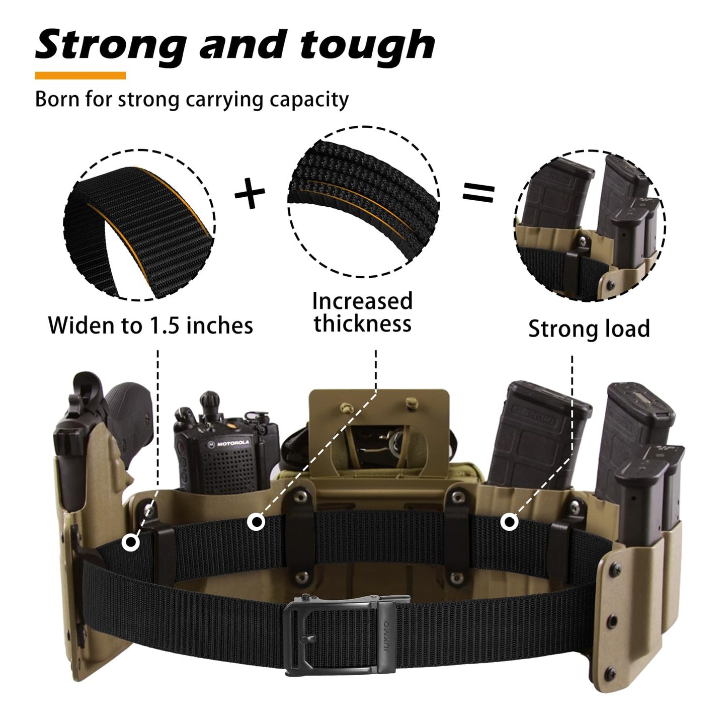 JUKMO Men's 1.5" Ratchet Nylon Tactical Work Belt