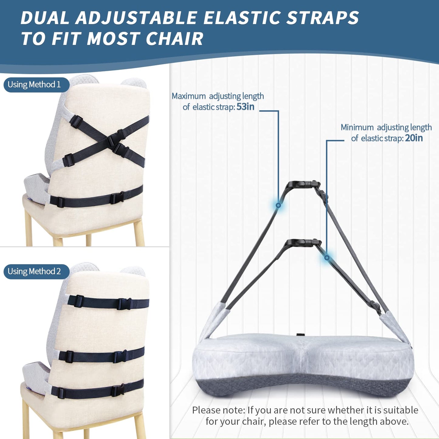 Memory Foam Seat Cushion & Lumbar Support Pillow for Office Chair Car Wheelchair, 3 Piece Chair Cushion Set with Adjustable Straps for Lower Back, Tailbone, Sciatica, Hip Pain Relief, CertiPUR-US