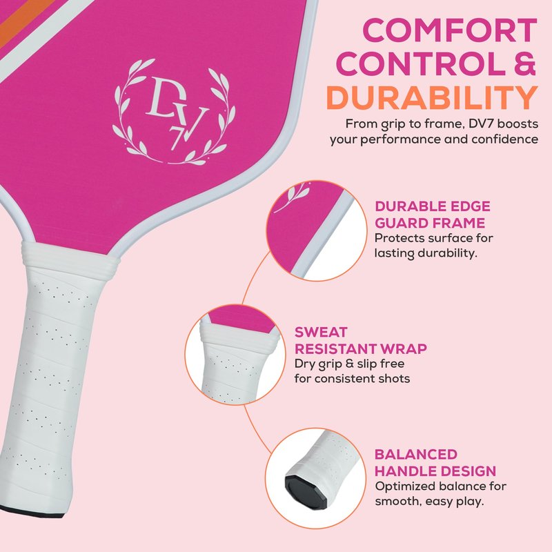 Pink Pickleball Paddle for Women – Beginner Friendly Textured Surface for Control | Lightweight Cute Pickleball Paddle | Stylish Starter Paddle to Build Confidence Fast