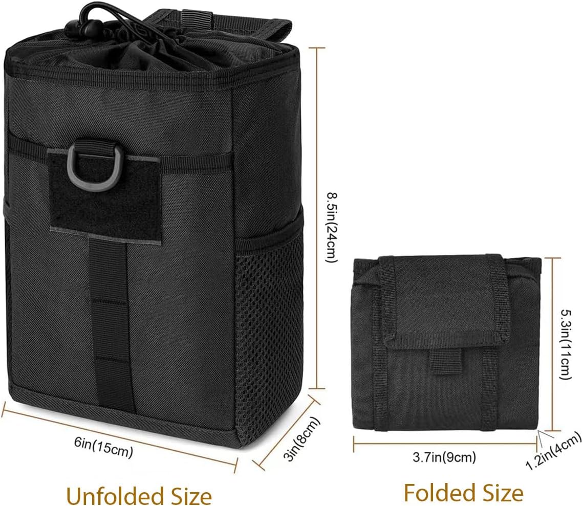 Molle Dump Pouch - Roll-Up Drawstring Utility Bag for Ammo & Magazines | EDC Folding Waist Bag for Shooting & Hunting