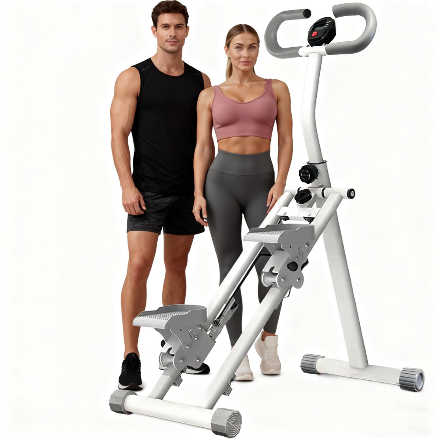 Steppers for Exercise at Home, Vertical Climber Workout Machine, Stair Climber for Full Body Workout with Adjustable Handlebar, Perfect for Women Men (White)