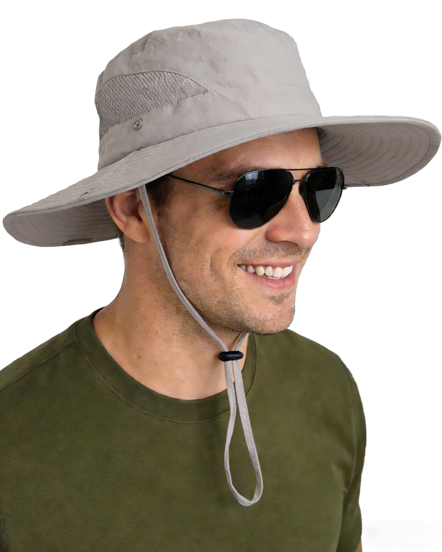 SENWAI Unisex UPF50+ Sun Hat with Ponytail Hole, UV Protection Wide Brim Bucket Hat for Men Women Beach Hiking Fishing, Light Gray