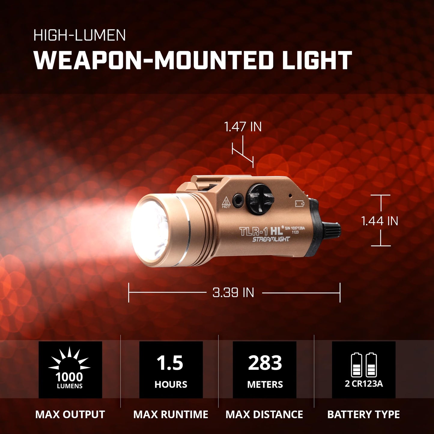 Streamlight 69888 TLR-1 HL 1000-Lumen Weapon Mounted Light with Long Gun Kit, includsesSafe Off Remote and Standard Switches, Remote Pressure Switch, Mounting Clips, Flat Dark Earth