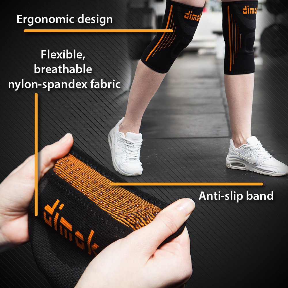 dimok Athletic Knee Brace Compression Sleeve Leg Support for Kids Pain Injury Meniscus Tear Fast Recovery (2 Pack, XS)