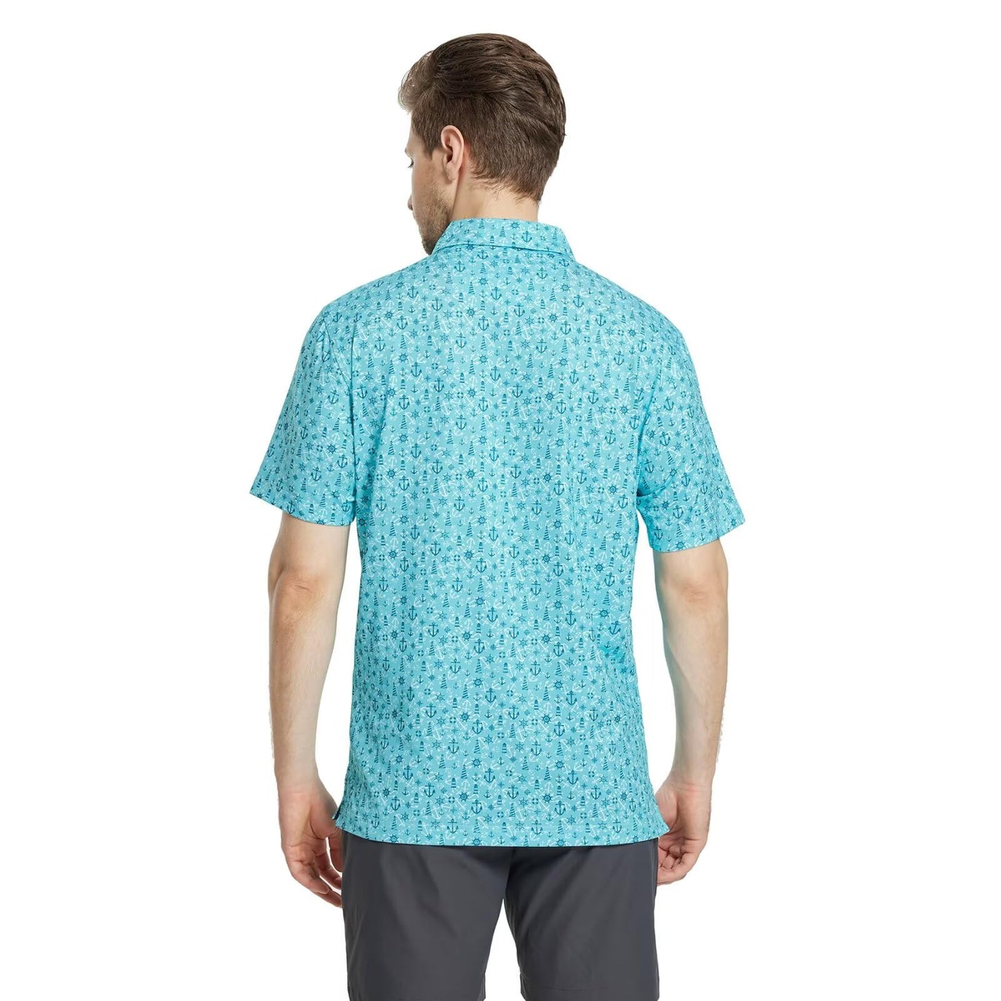 M MAELREG Mens Golf Shirt Short Sleeve Dry Fit Print Moisture Wicking Performance Patterns Collared Polo Shirt