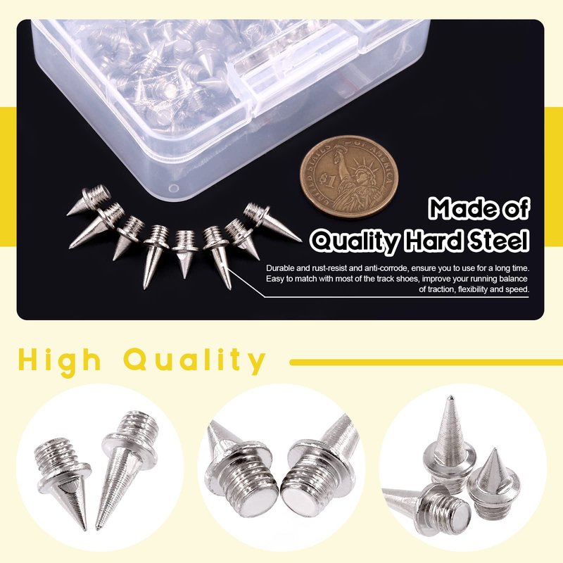 Mardatt 121 Pcs 1/4” and 1/2” Stainless Steel Track and Cross Country Spikes with Spike Wrench, Track Spikes Replacement for Sprint Sports High Jumping Running Shoes