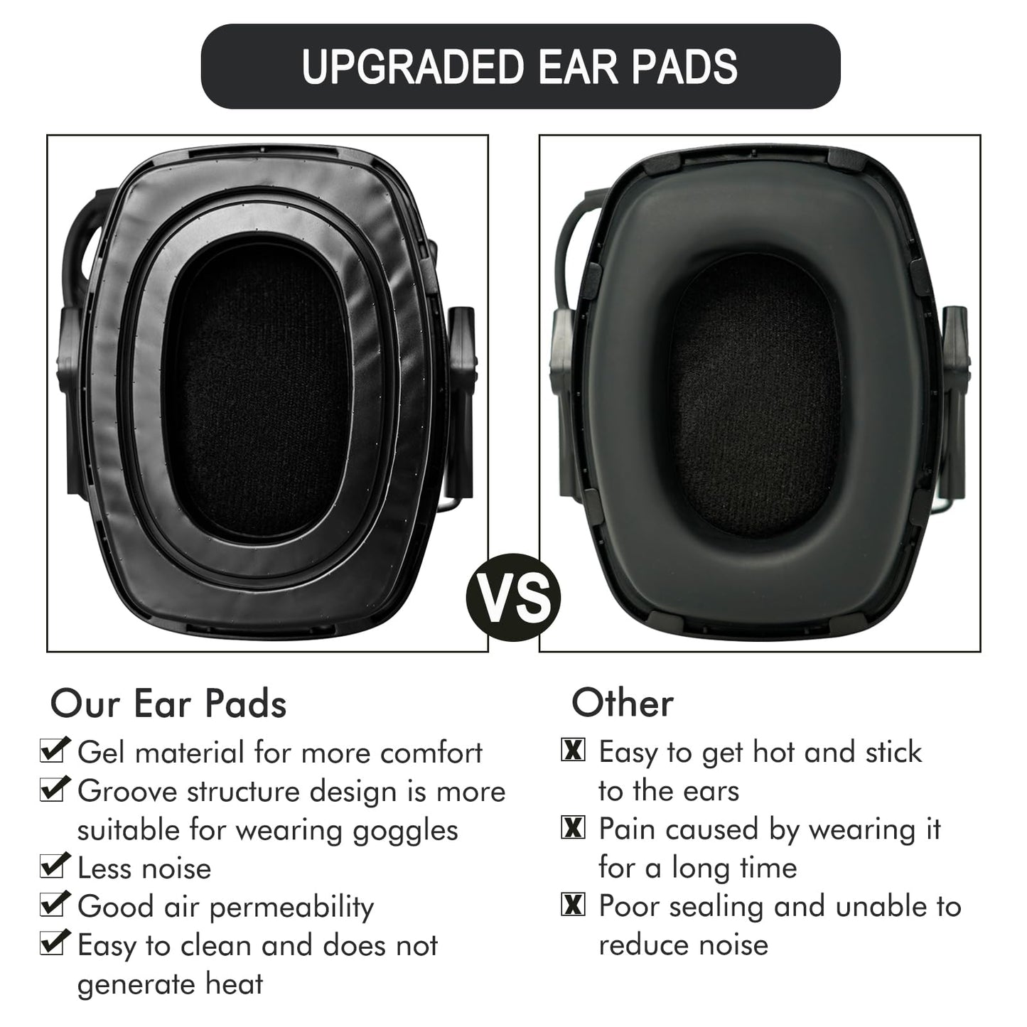 Gel Ear Pads for Howard Leight by Honeywell Impact Sport Pro, Comfortable and Soft Replacement Gel Ear Cups with Silicone Material and Memory Foam