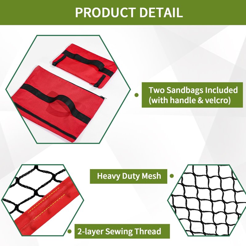 Shank Net Golf Accessory, Shank Net Attachment for Hitting Nets, 7x7ft/ 7x10ft Golf Barrier Side Nets for Indoor and Outdoor (with Two Sandbags)