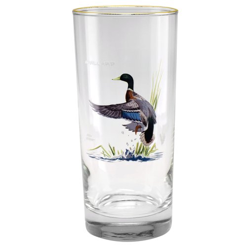 Culver Ned Smith 22k Gold Rim Waterfowl Cooler Glasses, 15-Ounce, Assorted Set of 4