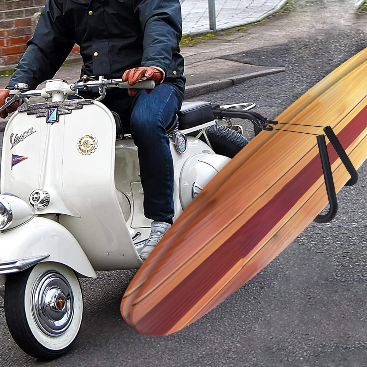 Adjustable Surfboard Rack,with 2 Racks for 2 Surfboards,Aluminum Alloy Surfboard Rack and Holder with Mounting HardwareEasy Install for Motorcycle,Bicycle